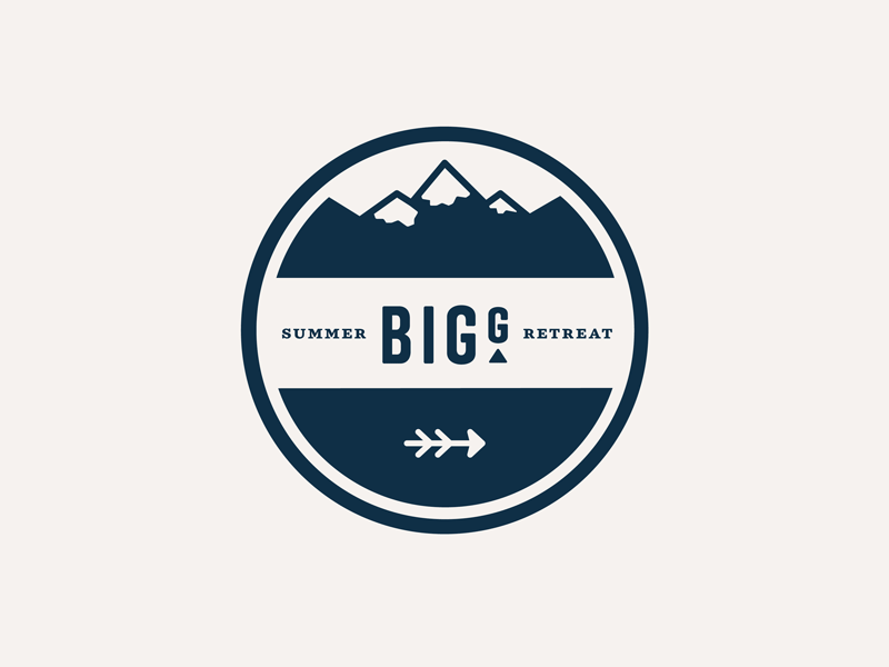Big G badge logo mountains retreat summer