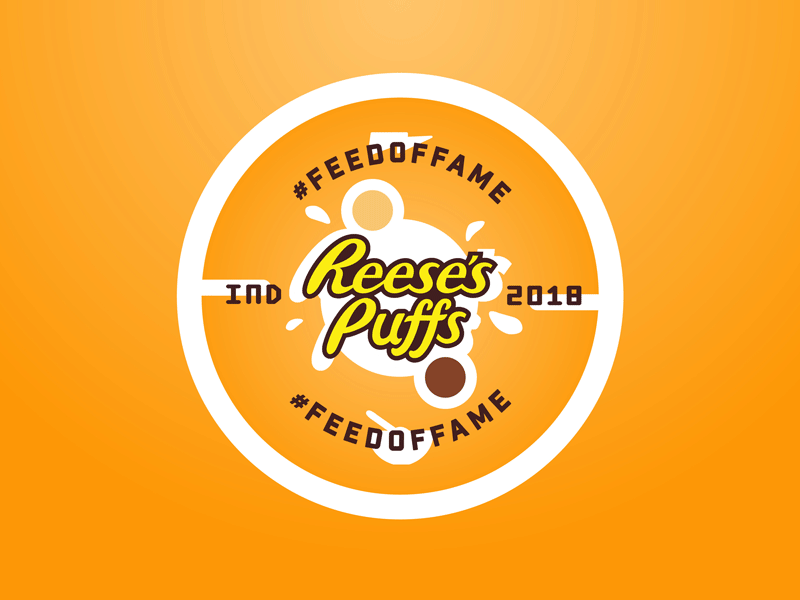 Feed of Fame badge cereal icon orange reeses puffs