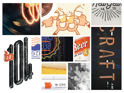 Toasting Twenty Moodboard branding brewery identity mood moodboard neon sign process