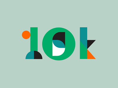 10k abstract numbers bauhaus color icon typography vector