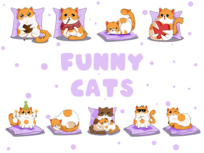 Stickers "Funny Cat" animal art character design illustration sticker ui ux vector