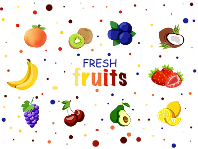 Set of fruits and berries art botanic design food fruit illustration set vector