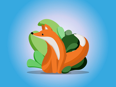 Red fox in summer forest art design graphic design illustration logo typography ui ux vector