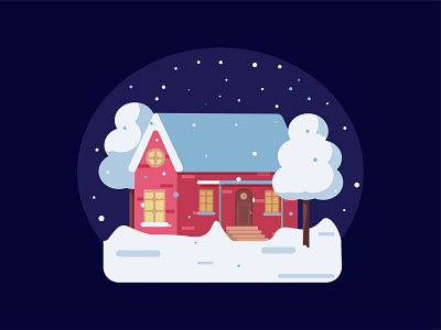 Little winter house art cartoon concept design graphic design illustration logo vector