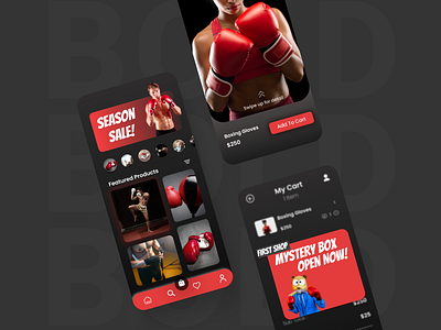 BOLD - Boxing Merch App branding design graphic design mobile app typography ui ux