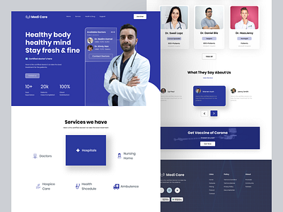 Medical Service Landing page appointments book appointment company design doctors healthcare hero section homepage design hospital website insurance company landing page landing page design medical medical website medicine ui ui design uiux ux website