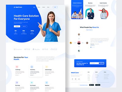 Medical Service Landing page appointments book appointment company design doctors healthcare hero section hospital website insurance company landing page landing page design medical medical app medical website medicine ui ui design uiux ux website