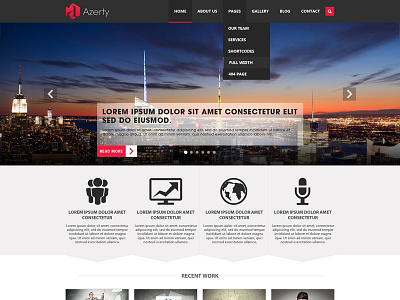 AZERTY Template clean design home page red ui web web design