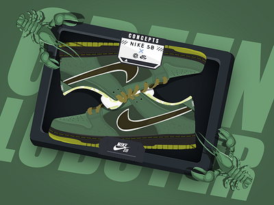 nike sb_Green Lobster  painting