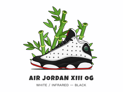 Drawing----Air Jordan XIII OG White / Black Panda air jordan aj aj13 china panda drawing sneaker panda picture sneaker sneakerhead sneakers