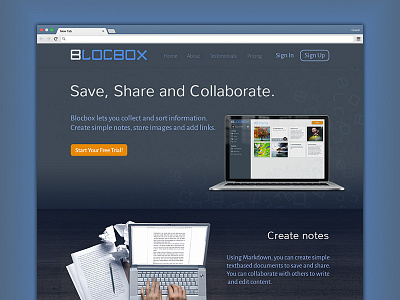 Blocbox Landing Page blocbox design landing page page site ui ux