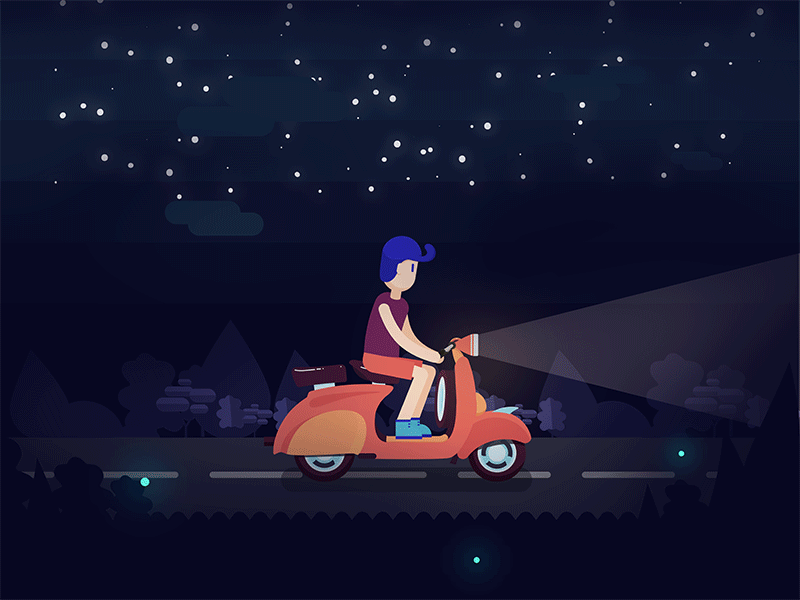 Bad scooter :) afftereffects animation character dribbble gif hello illustration loop