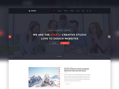 Starta – One Page Portfolio Template clean corporate creative modern one page portfolio psd red template themeforest ui web