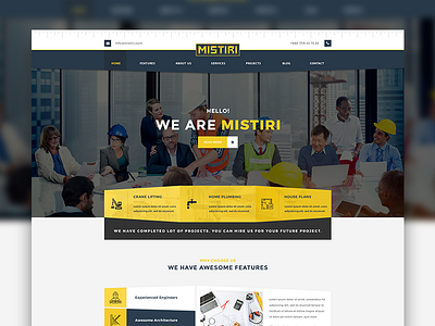 Mistiri - Construction Template architect architecture building business company construction constructor creative engineering modern plumber psd