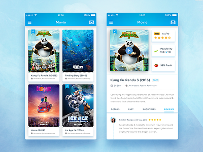 Conceptual Movie App UI best shot cinema colorful concept cool ios app minimal movie review trendy ux