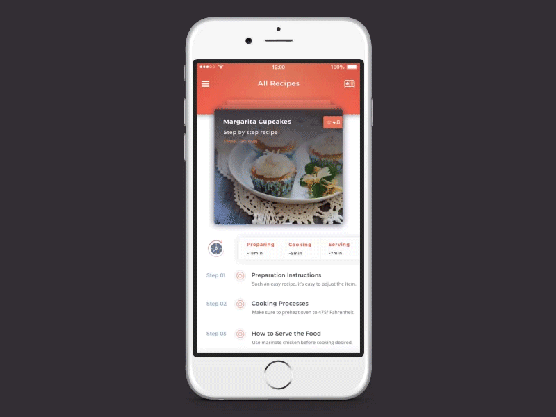 Conceptual Recipe App Interaction