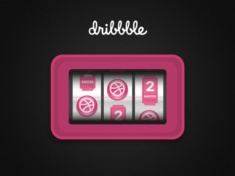 2 Dribbble Invitations Giveaway design draft dribbble free animation invitation invites pink principal slot machine spin spinning ui