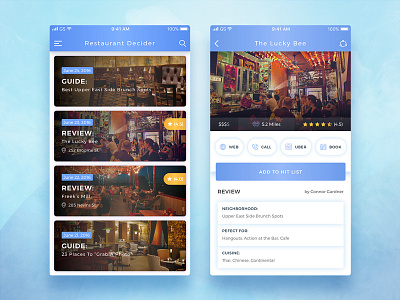 Conceptual Restaurant Decider App UI