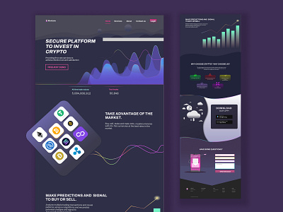 Dark Theme Landing Page UI/UX Design 3d animation app best branding crypto dark design graph graphic design illustration landing logo motion graphics page theme ui ux vector web