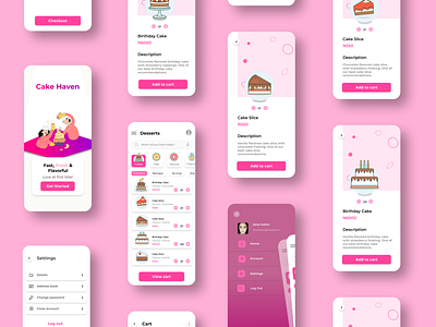 Cake Haven 3d animation app bakery best branding cake design graphic design illustration logo mobile online order pink restaurant shop ui ux