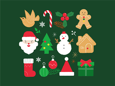 Merry Christmas character clean design flat icon illustration minimal vector
