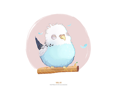 Lil Birdy blue bird budgie character illustration parrot