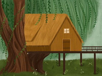 cabin cabin design drawing grass green illustration spring tree