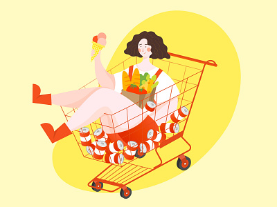 shopping can cheese design drawing food fruit ice cream illustration shopping shopping basket shopping cart