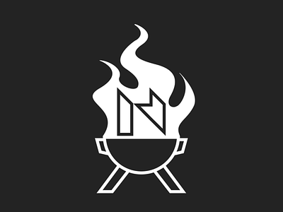 Grilled NFU bbq black fire flame graphic grill grilled logo negative space nfu white