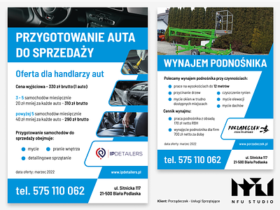 1/2 Flyer set for cleaning and car detailing companies blue branding car cleaning design detailing flyer graphic design