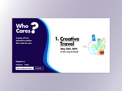 WhoCares? - Early site design curve landing page rounded ui design