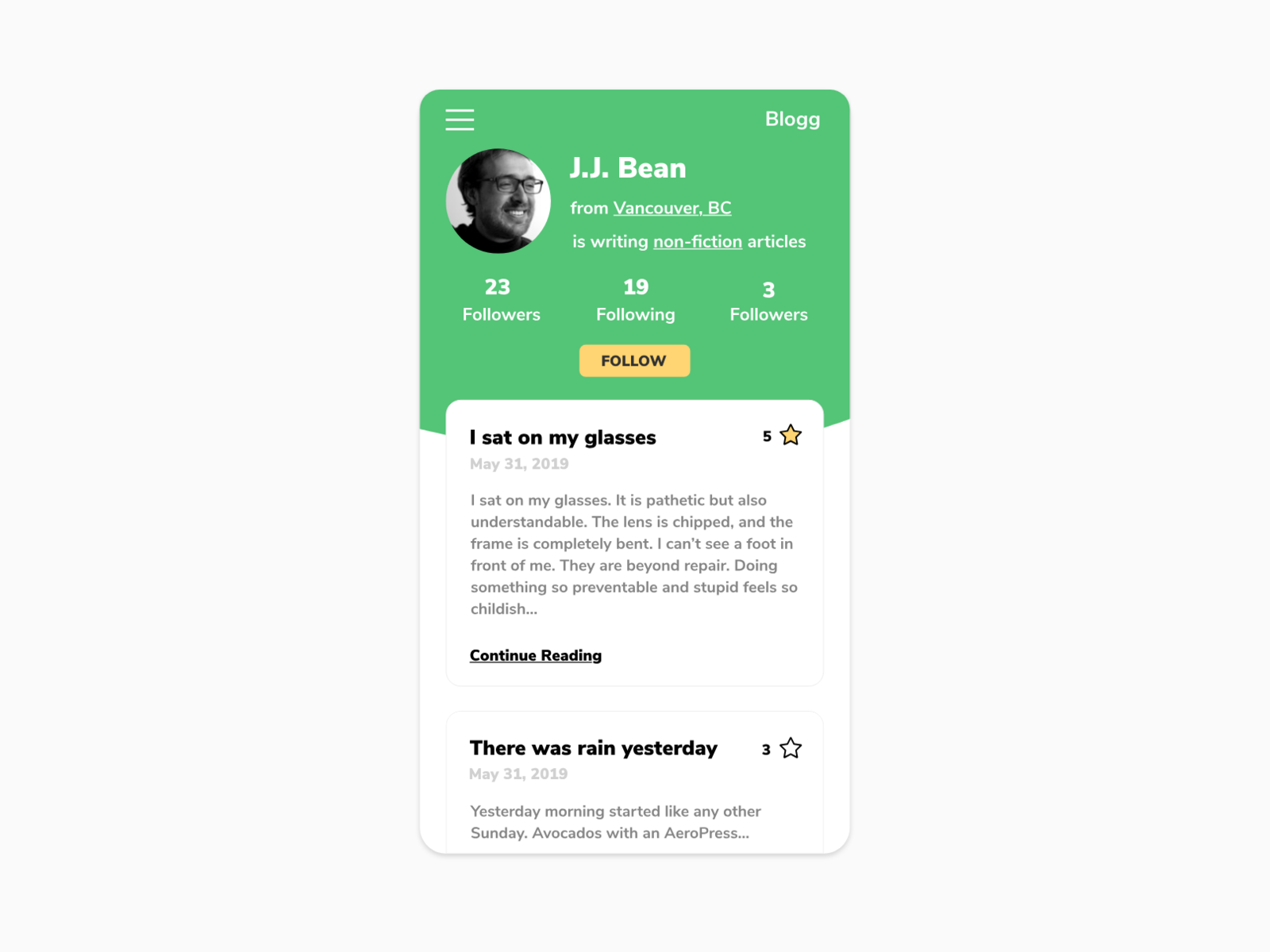 User Profile Mobile Screen by Max on Dribbble