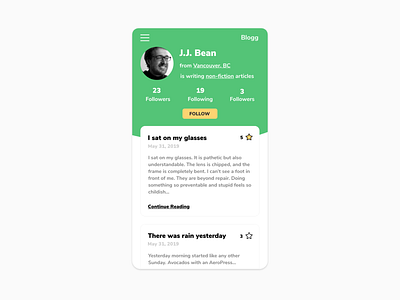 User Profile Mobile Screen dailyui dailyuichallenge mobile ui user profile