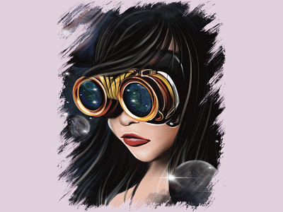 Space in my eyes art create design digital girl glasses illustration portrait space visual