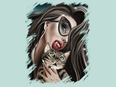 World for cats... art cat create design digital drawing girl glasses illustration portrait world