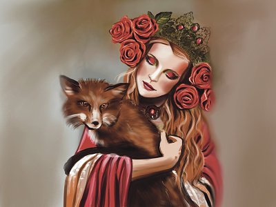 Foxes art branding create custom design design digital digital art fashion fox girl illustration red