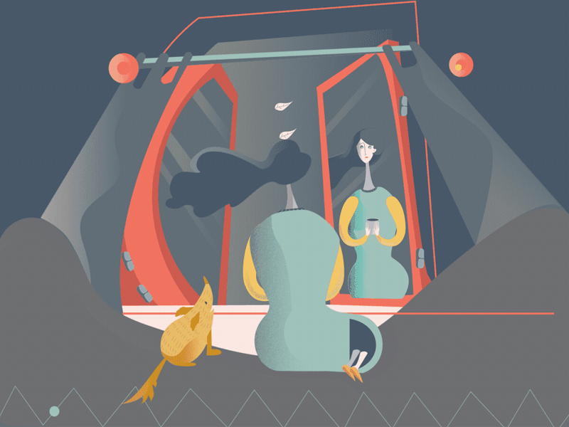 Autumn animaton autumn design gif girl grey illustration mograph motion motion graphics pavilion pavilion creative studio pavilioncreative.net pet staring tea window woman