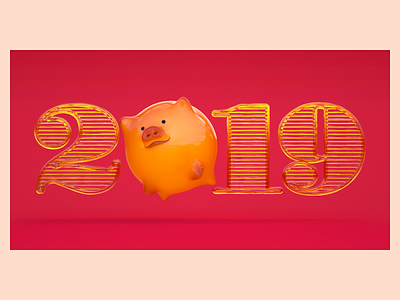 2019 | Free Wallpaper 2018 2019 3d art c4d china cinema4d color design happy jubilant new octane octanerender orange pig red surreal wallpaper year