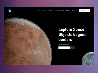 Explore Space Objects app blender design landing minimal render space ui ux vector web