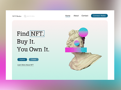 NFT Marketplace Landing Page adobe adobexd app design figma home homepage landing site ui ux vector web website xd
