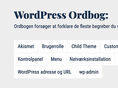 wpfaq early work #2 categories design grid tag cloud tags topics typography web wordpress