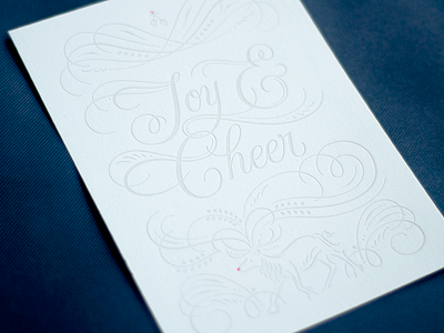 Joy & Cheer holiday illustration lettering letterpress line art
