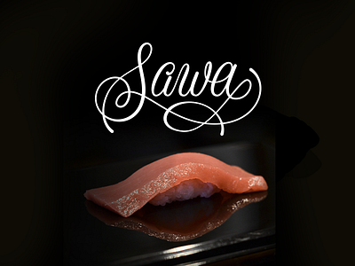 Sawa lettering logo script sushi