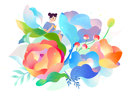 Macy's Flower Show 03 character fashion flowers girl illustration macys magnolias retail