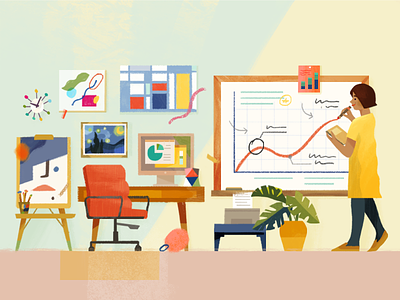 Slack Editorial — The benefits of side projects blog character desk editorial illustration side projects slack