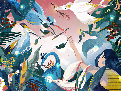 Today at Apple screen apple birds character illustration mural retail
