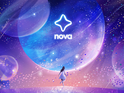 Stargirl (Nova / Airbnb 03) advertising airbnb character editorial illustration planets stardust stargirl stars