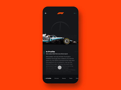 Formula 1 App Concept - Team Overview 1 app application car concept design f1 formula interaction interface iphone x mobile motion principle prototype sketch sketchapp ui ux video