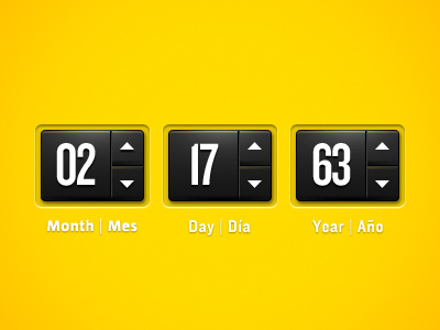 Date Selector button date dates day design down drop drop down month numbers selector simple ui web year yellow