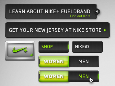 NIKE (+) - Proposal UI buttons nav nike photoshop plus ui ui design ux web design